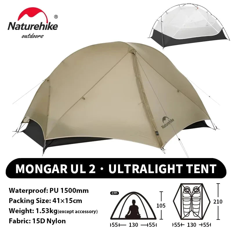 Naturehike Mongar UL 2 Tent 2 Person Backpacking Tent 20D GlowCart