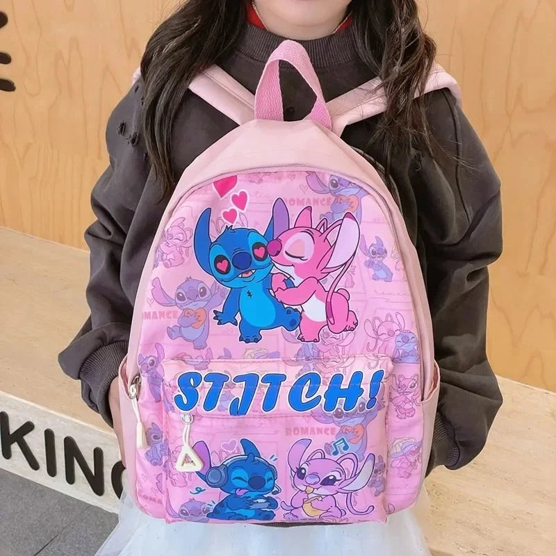 Stitch Print Backpack, Nylon Daypack, Kids And Girls College Style Schoolbag, Ideal Gift for School, Travel, Daily Commuting GlowCart