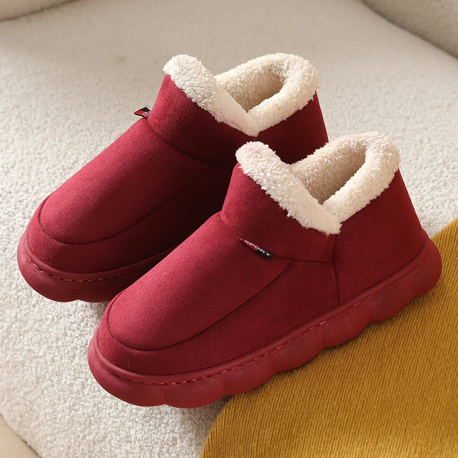 Smile PoP Winter Plush Men Cotton Shoes Warm Plush Men House Slippers Outdoor Soft Non Slip Women's Shoes Casual Furry Men Shoes GlowCart