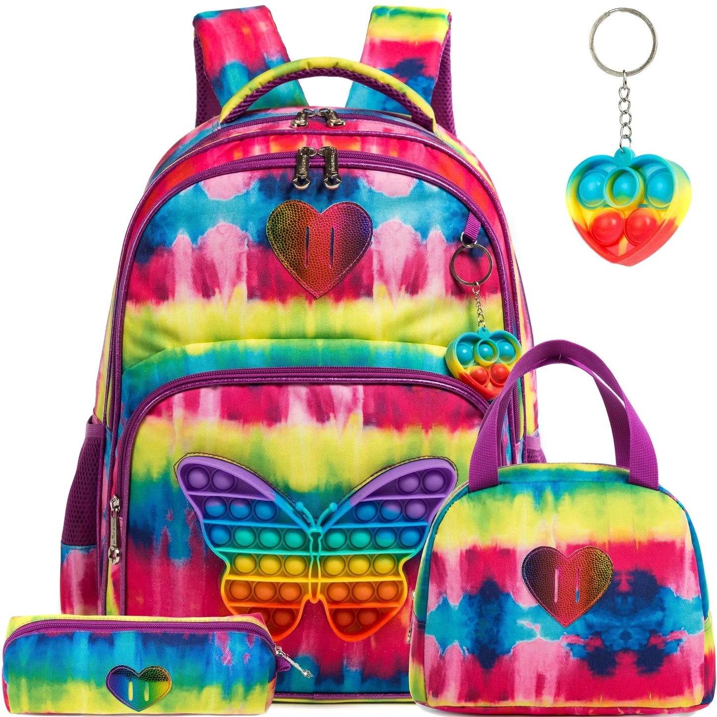 Meetbelify 16.5'' POP Backpack for Girls Kids  Elementary Preschool Student with Lunch Box Pencil Case 3 in 1 GlowCart
