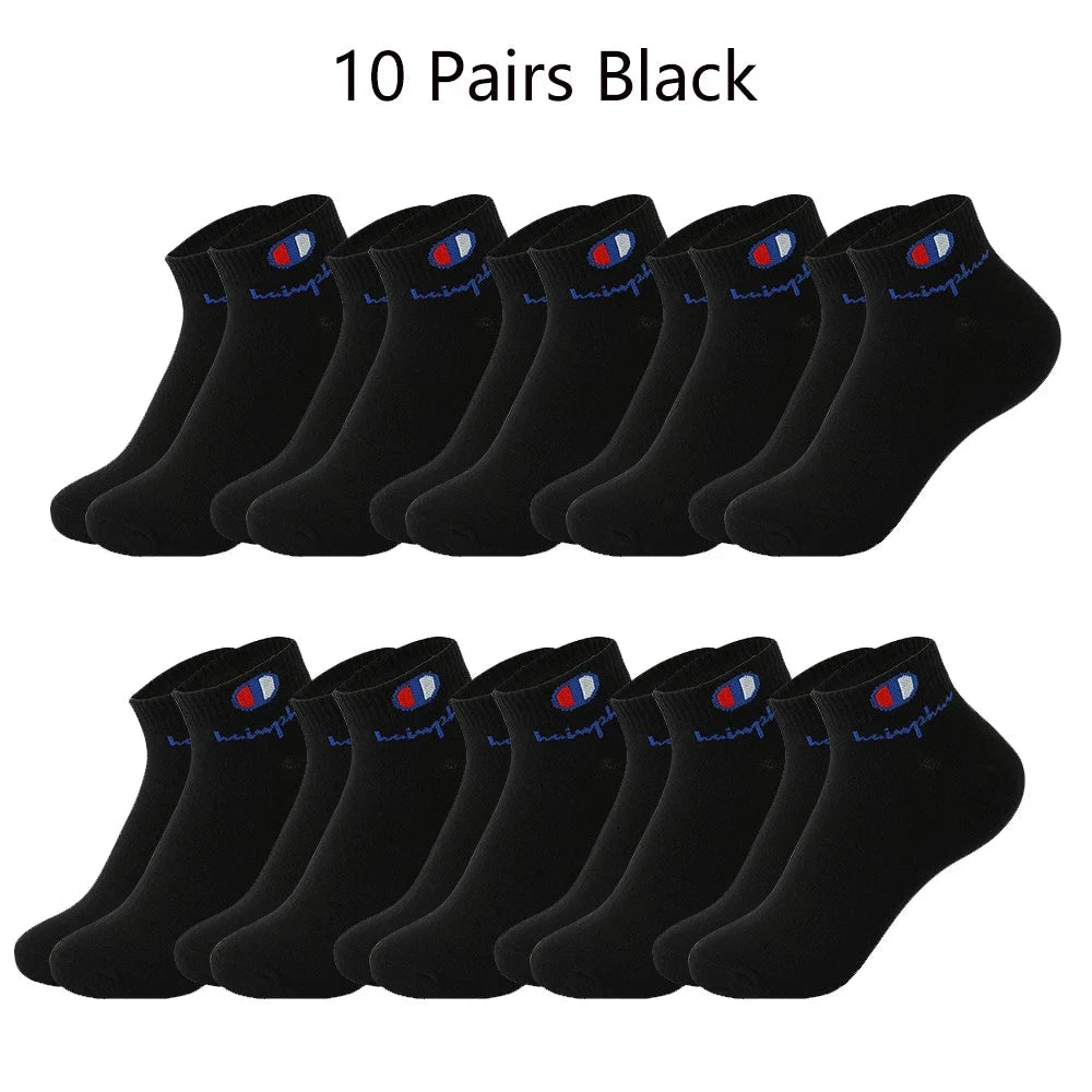 5/10/20 Pairs Men Ankle Socks Cotton Brand Classic Fashion Black White Socks Breathable Mesh Athletic Sports Socks for Summer GlowCart