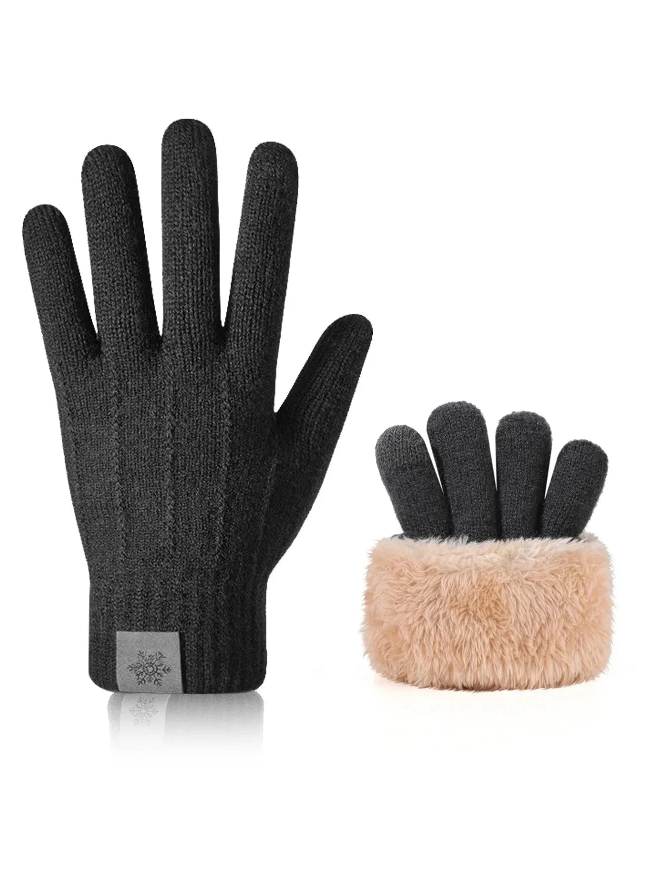 Touch Screen Gloves for Men Women, Winter Warm Flece Lined Knit Gloves, Stretchable Thickened Skiing Travel Gloves GlowCart