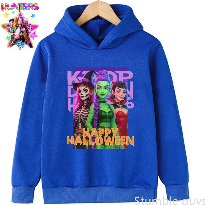 Kids Anime Kpop Demon Hunters Hoodie Autumn Winter Boys Girls Cartoon Game Clothes Halloween Gift Trendy Match Pants Wear GlowCart