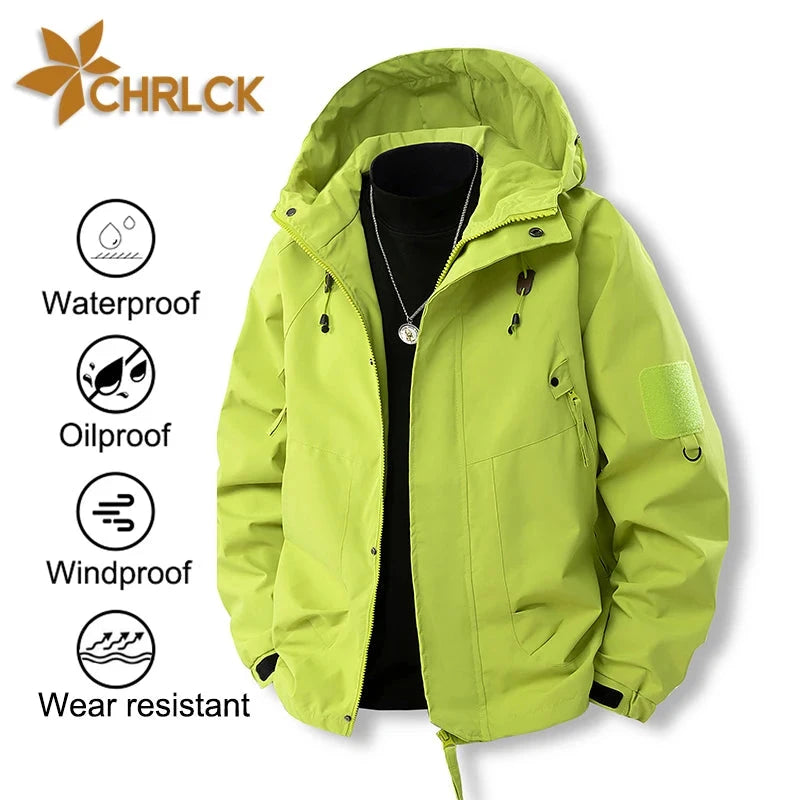 CHRLCK Men's Waterproof Hiking Jacket Green Women Windproof GlowCart
