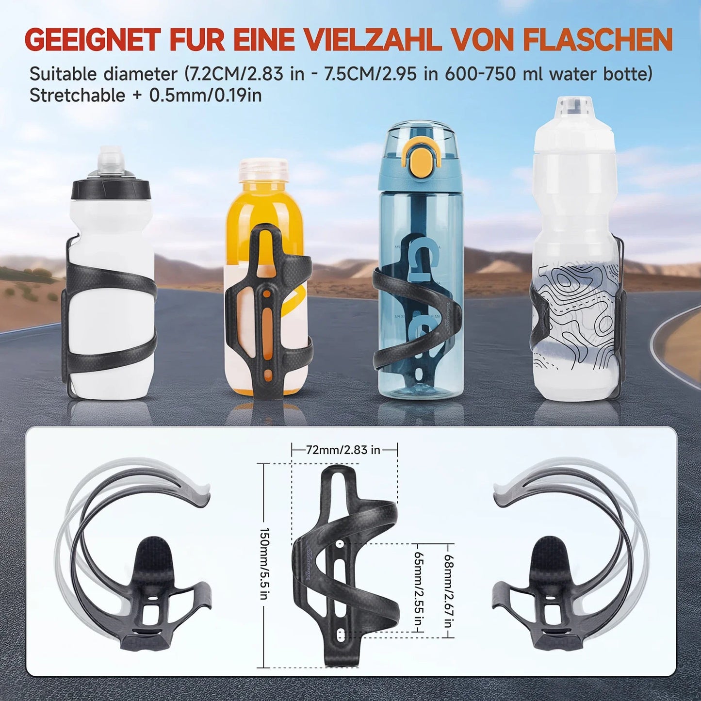 KOCEVLO Bottle Holder Carbon Fibre Bicycle Bottle Cage Side opening Mountain Rode Bike Lightweight Cycling Equipment GlowCart