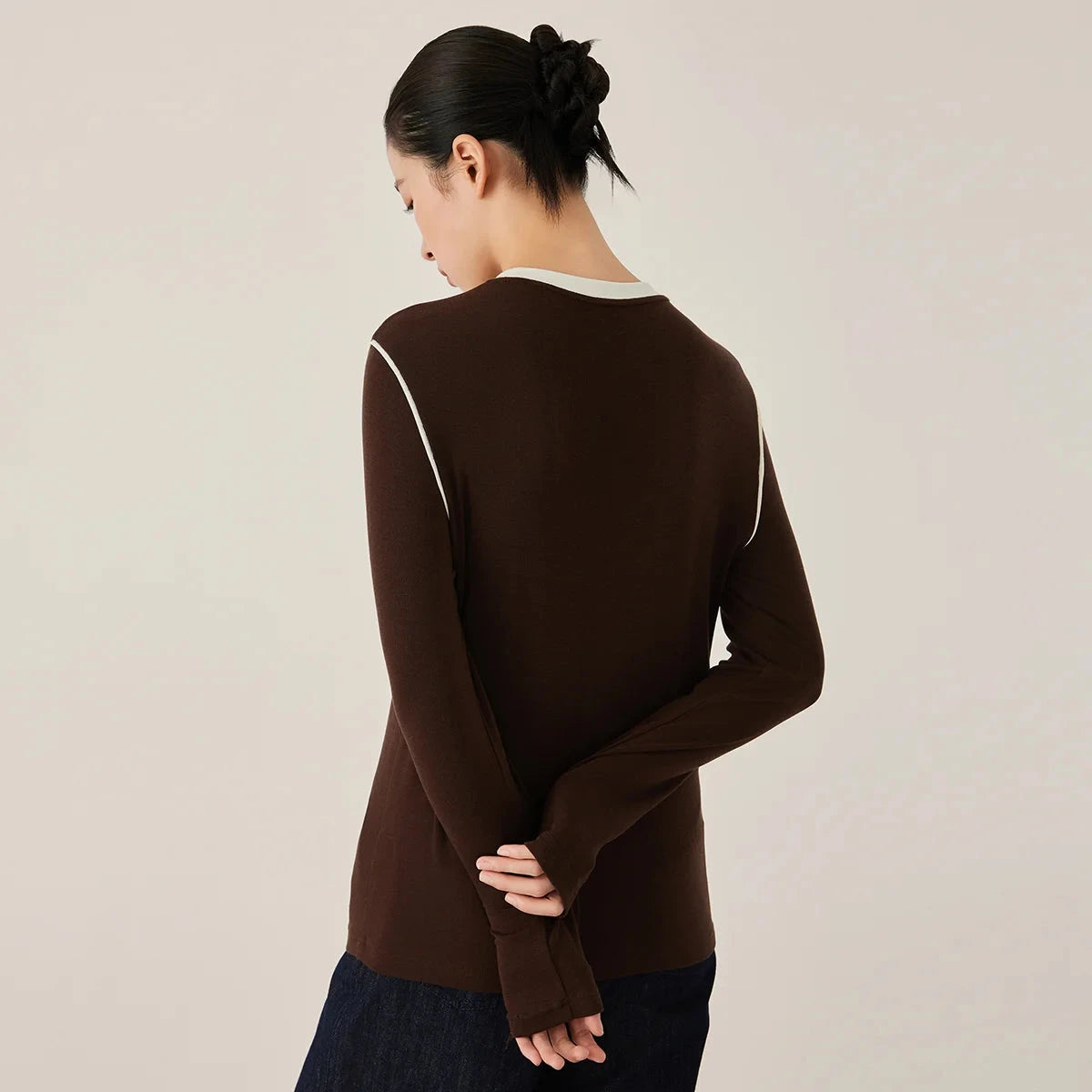 KL9523324 Women's Slim Fit Long Sleeve Crew Neck T-Shirt GlowCart