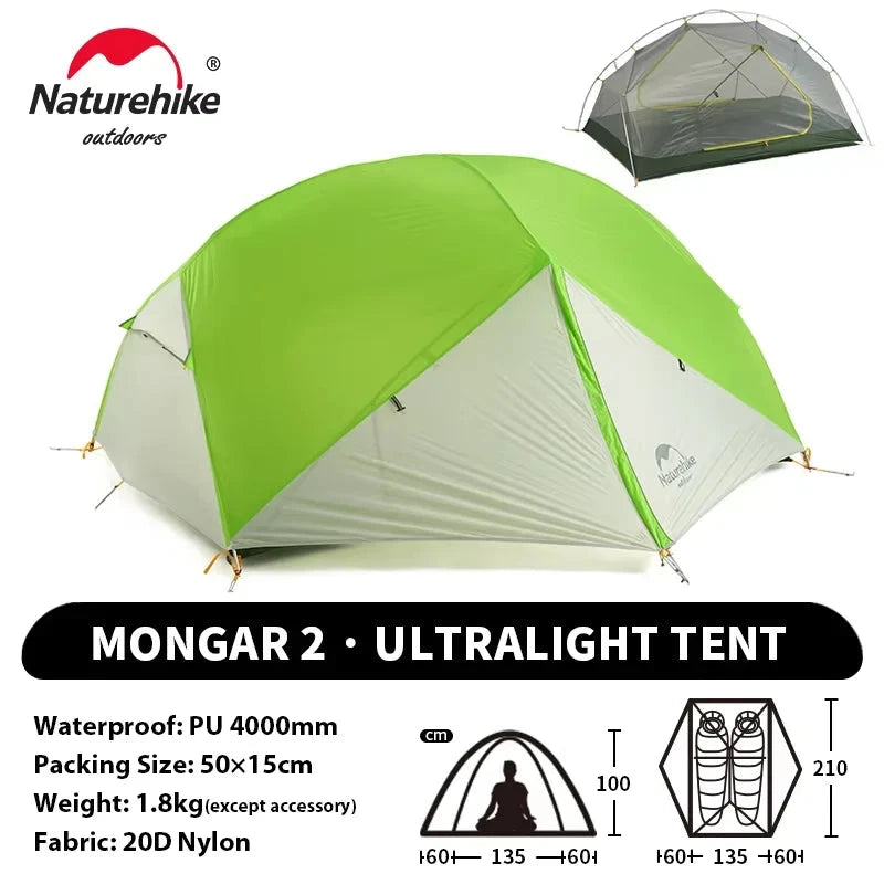 Naturehike Mongar UL 2 Tent 2 Person Backpacking Tent 20D GlowCart