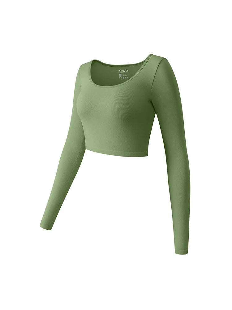 Women's Yoga Top Long Sleeved Round Neck Sports Wear Fitness Running Seamless Gym Woman Sport Shirt Female Workout Tops T-shirt GlowCart