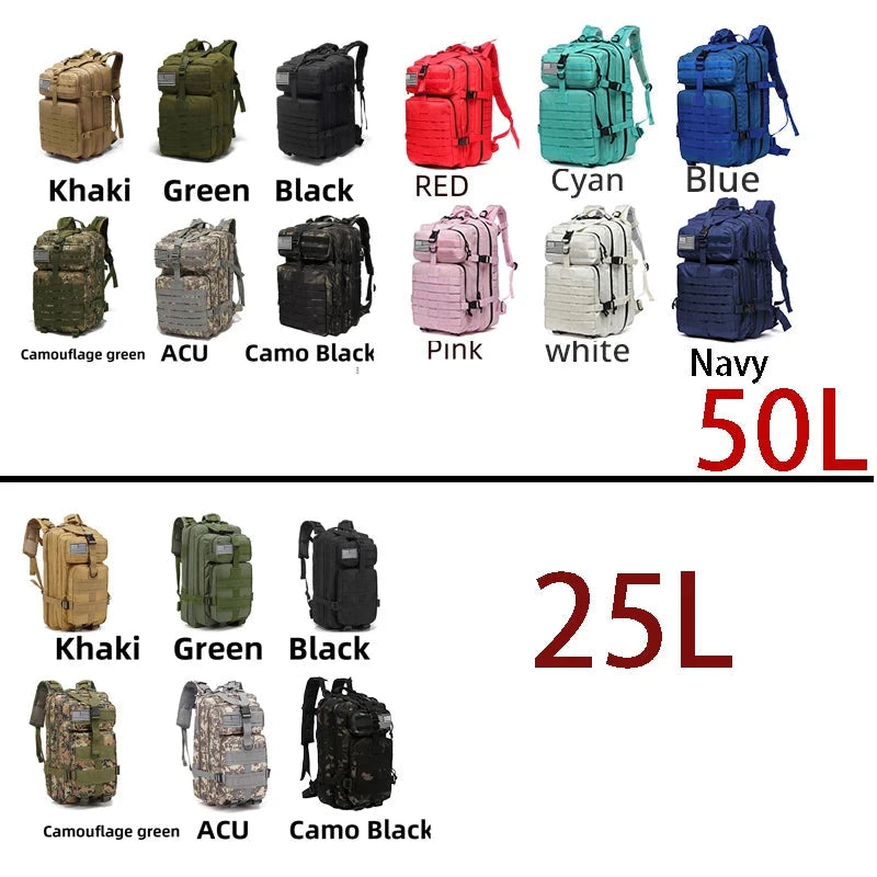 25L/50L 1000D Nylon Waterproof Trekking Fishing Hunting Bag GlowCart