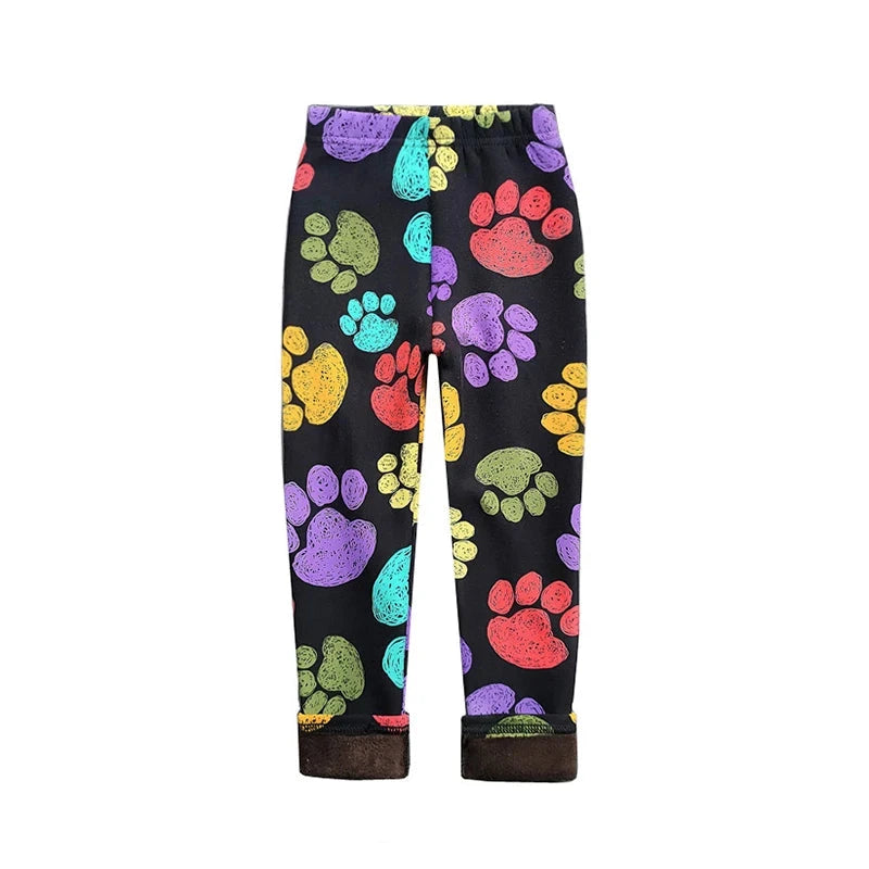 Children's Clothes Girl Pants Autumn Winter Fleece Keep Warm Leggings Tights For Girls Vintage Floral Warm Trousers 2-11 Year GlowCart