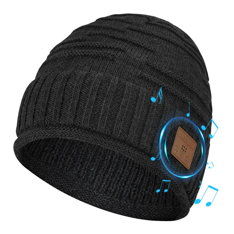 Winter Bluetooth Headphone Outdoor Warm Music Knitting Cap Rechargeable Wireless Stereo Earphone Beanie Hat with MIC for Gift GlowCart
