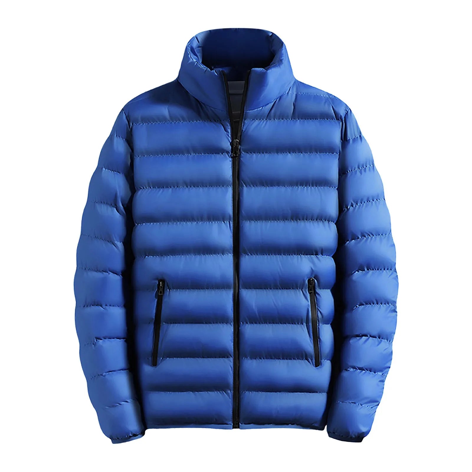 New Thickened Color Cotton Coats For Men Autumn And Winter Padding Jacket Stand Collar Zippered Cardigan Temperament Coat GlowCart