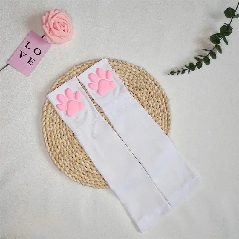 2024 Cute 3D Silicone Pink Cat Claw Paw Pads Soft Fingerless GlowCart