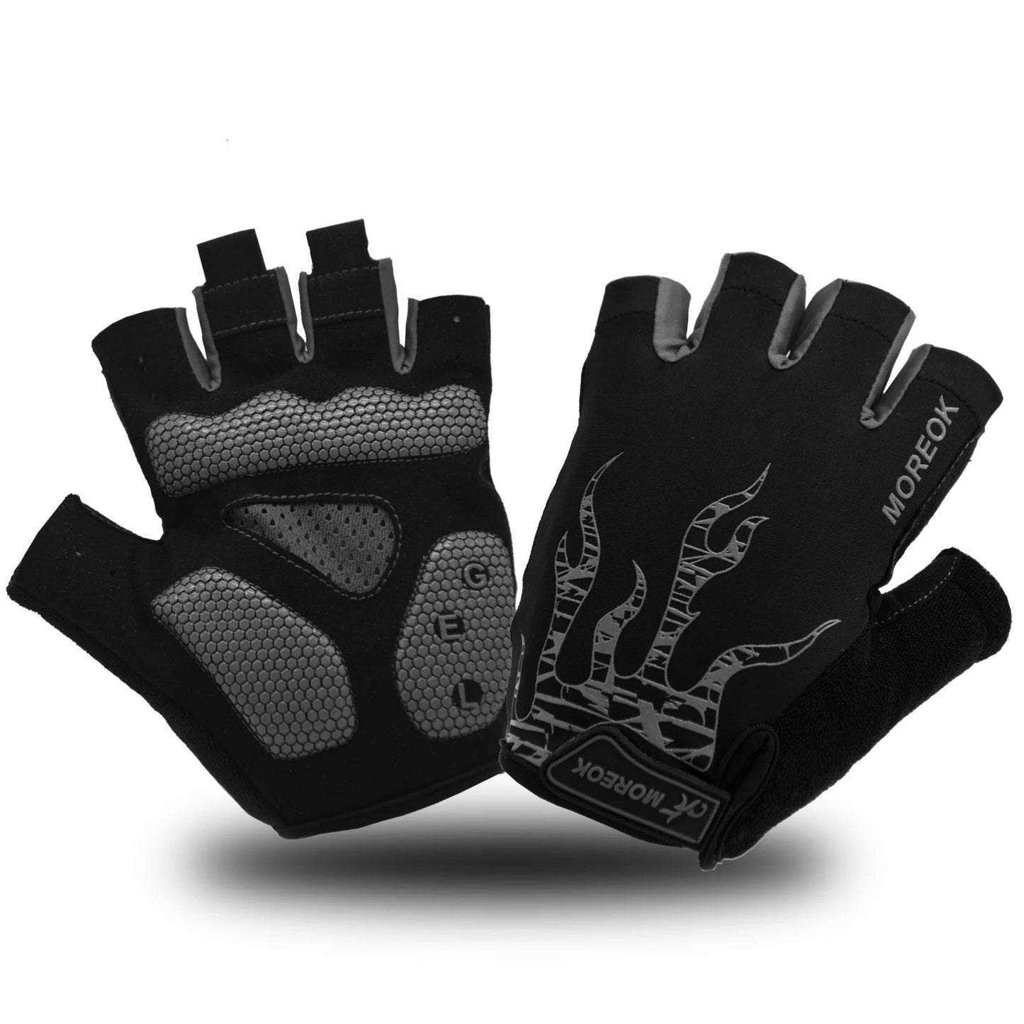 MOREOK Bike Gloves Breathable 5mm Gel Pads MTB Mountain Road Bicycle Gloves Shock-absorbing Half Finger Cycling Gloves Men Women GlowCart