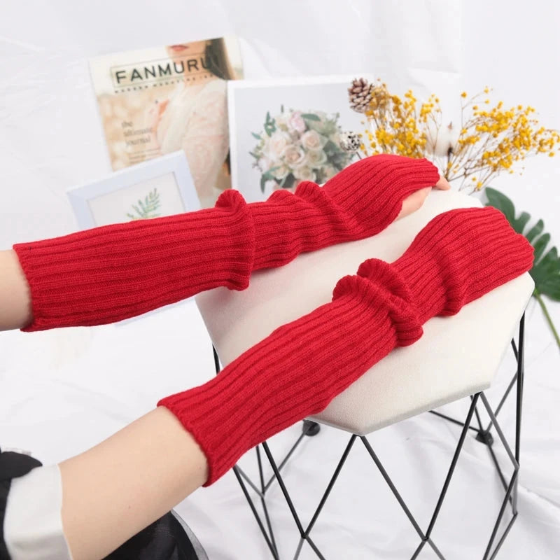 Women Long Fingerless Gloves Soft Female Glove Lolita Kawaii GlowCart