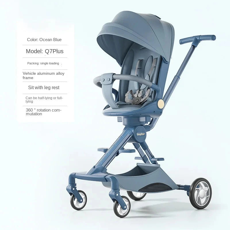 Baby Stroller Can Sit or Lie Down a Button Folding Lightweight Carrying High Landscape Mobile Dining Chair Two-way Stroller GlowCart