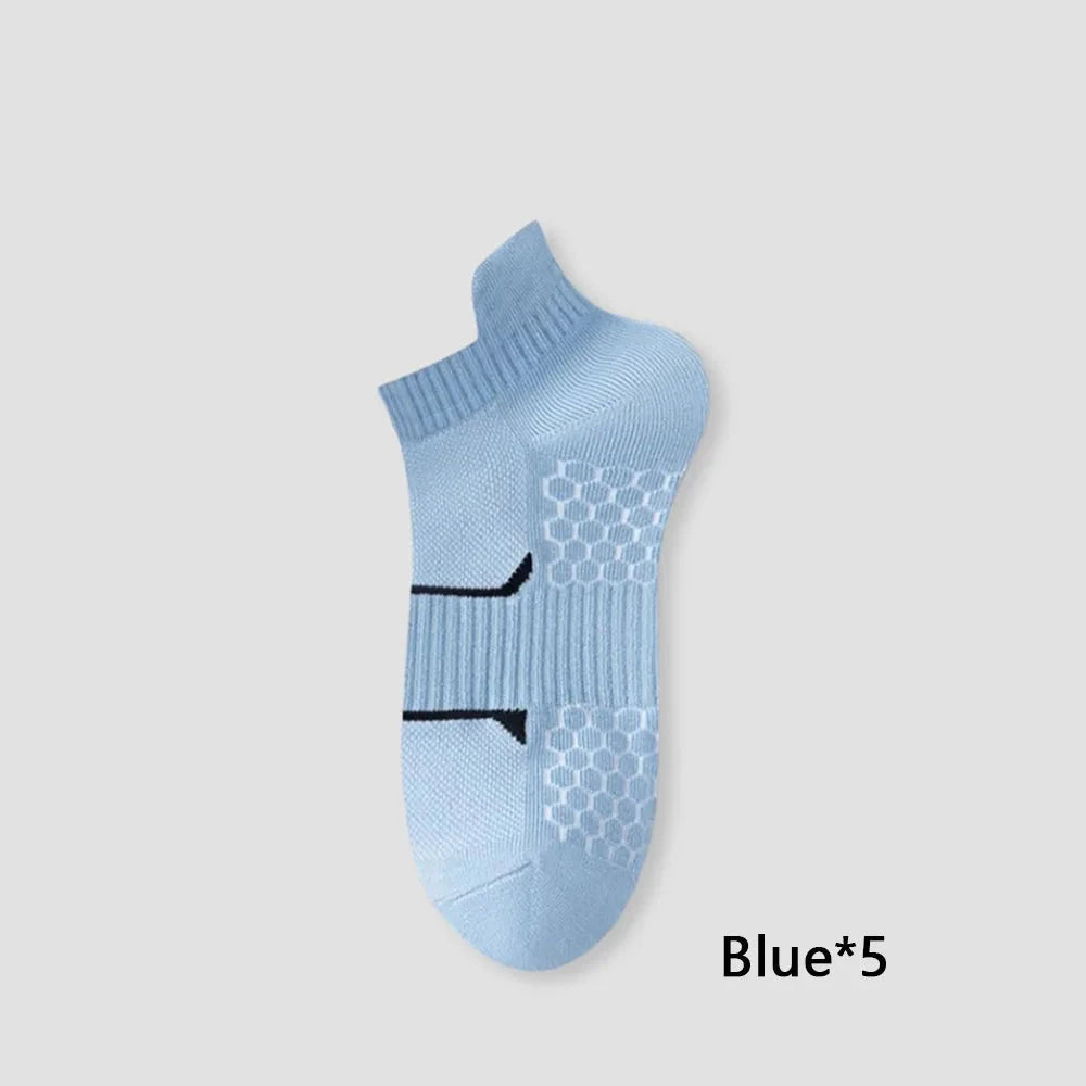 5pcs Men's Short Sports Socks Summer For Running Breathable Casual Soft Comfortable Polyester Sports Socks Thin GlowCart