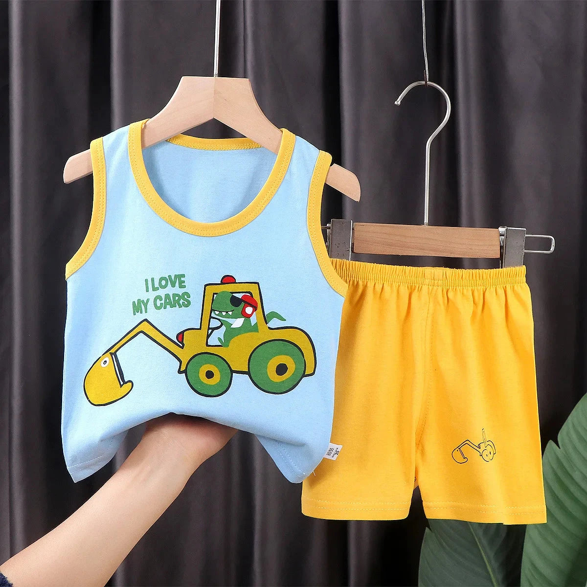 2PCS Children Sets Kids Clothes Vest Suit  Summer Children Clothing baby Cotton T-Shirts Shorts Tank Top  Boys Girls Sleeveless GlowCart