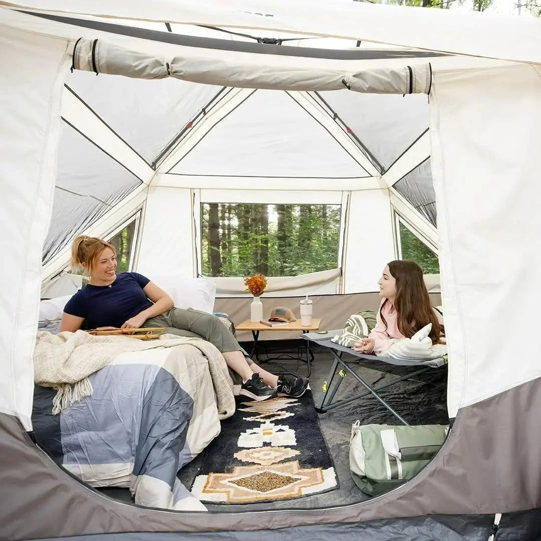 W_Instant Cabin Tent with LED Lights | Large Family Lighted GlowCart