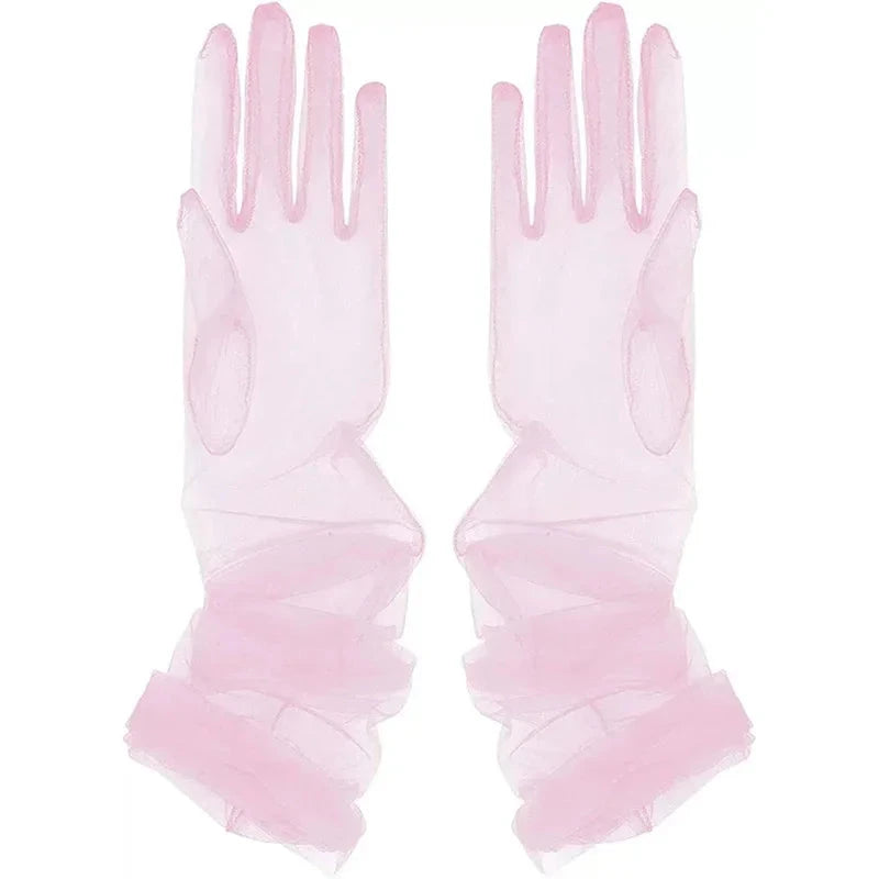 Women's Sexy Transparent Gloves Mesh Tulle Extra Long Gloves GlowCart