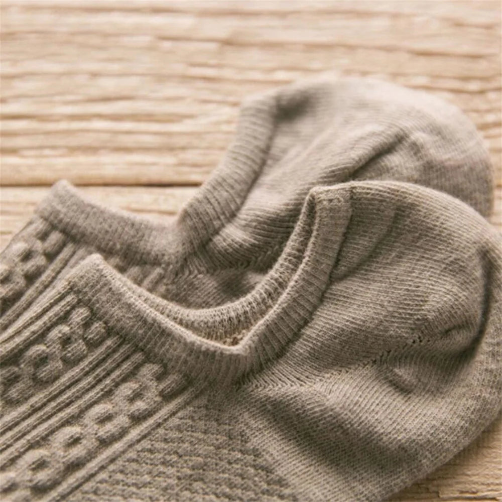 10 Pieces=5 Pairs Twists Cotton Tube Socks for Men Short Boat Socks Invisible Summer Thin Versatile Anti Odor Calcetines GlowCart