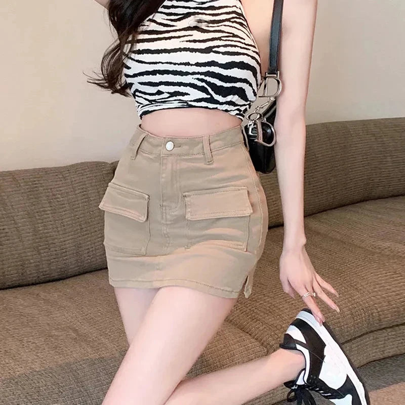Xpqbb Summer Denim Short Skirt for Women Sexy Slim High GlowCart