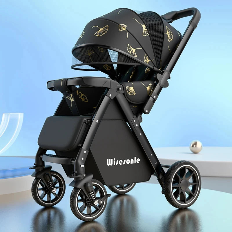 Upgraded Baby Strollers can Sit and Lie Down High Landscape Lightweight Folding Two-way Stroller Children Stroller GlowCart