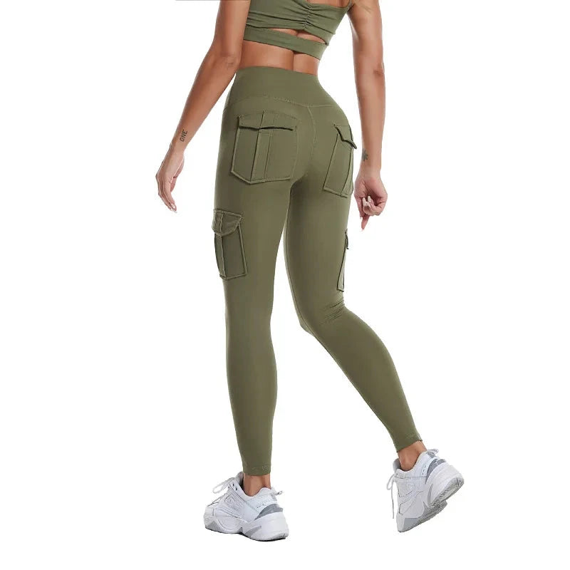 Multi-pocket Pants Yoga Leggings High Waist Solid Color Yoga GlowCart