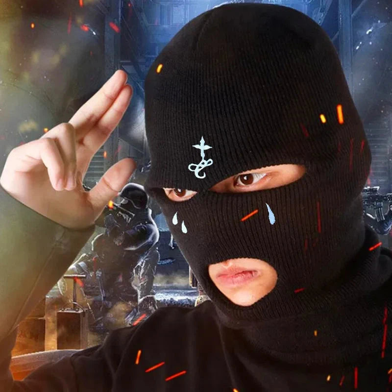 2025 Cross Embroidery Ski Mask Winter Balaclava Hat 3-Hole GlowCart