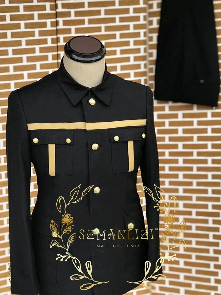 Latest Design Houndstooth Jacket Men‘s Suit Set Brown Pant GlowCart