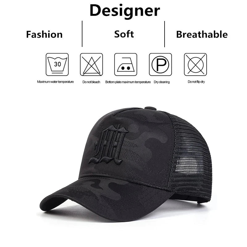 Fashion M Letter Camouflage Embroidery Baseball Net Caps GlowCart
