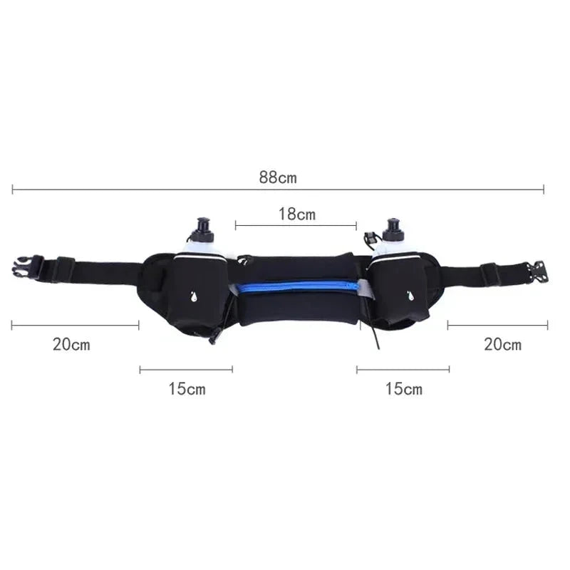 Men/Women Marathon Trail Running Waist Pack For Phone Water Bottle Sports Fanny Pack Fitness Dual Pocket Running Belt Waist Bag GlowCart