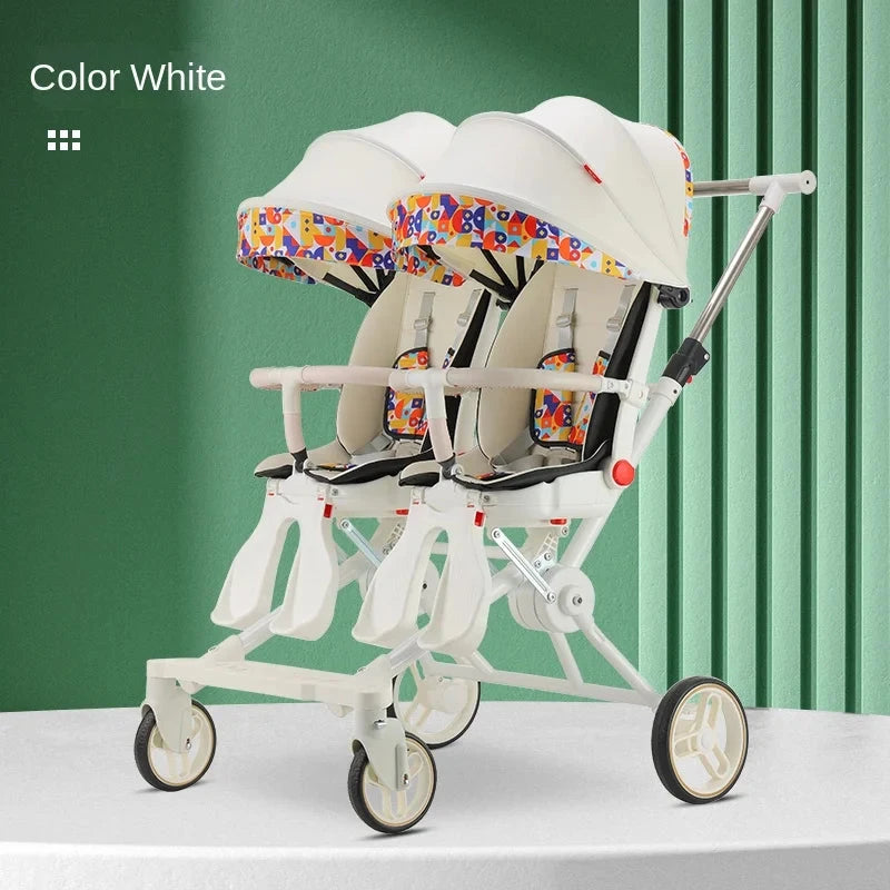 Baby Stroller Twins Slipping Baby God Infant Double Can Lie Flat and Sit Lightweight Carrying Folding Two-way Baby Pushchair GlowCart
