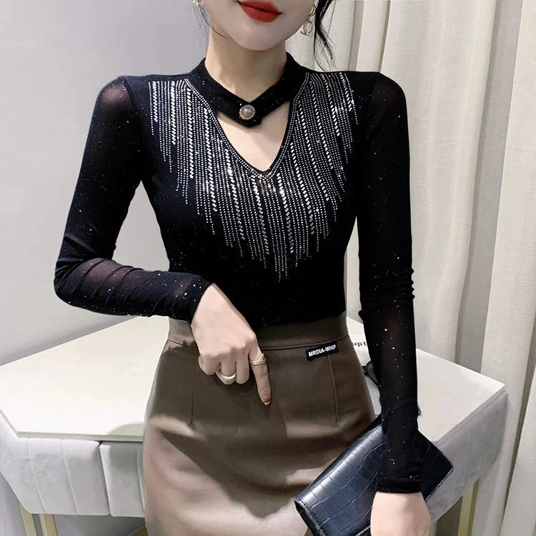 Spring Autumn Women Bottoming Shirt Korean Fashion Hot GlowCart