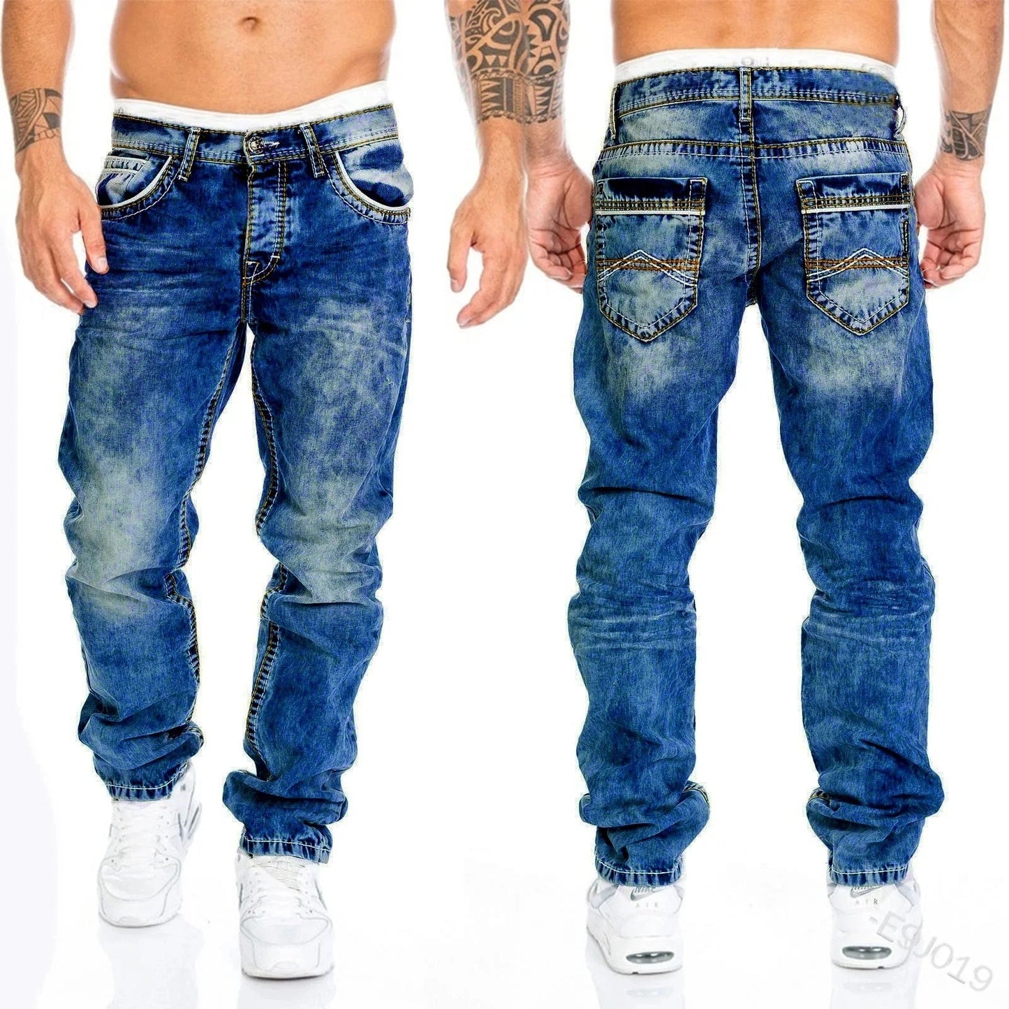 2024 Men Jeans Solid Pockets Stretch Denim Straight Pants Spring Summer Business Casual Trousers Daily Streetwear Men's Clothing GlowCart