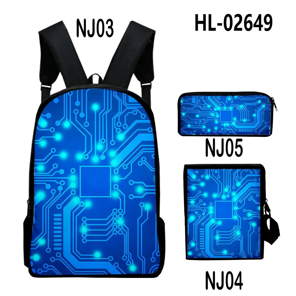 Fashion Youthful Technology style 3D Print 3pcs/Set Student GlowCart