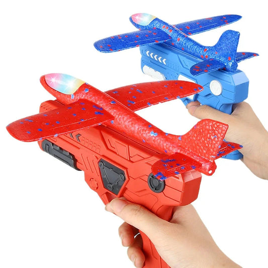 Outdoor Games Kids Glider Flight Flying Throw Foam Plane Shooting Gun, Catapult Plane Launcher Toy for Kids, Shooting Toy GlowCart