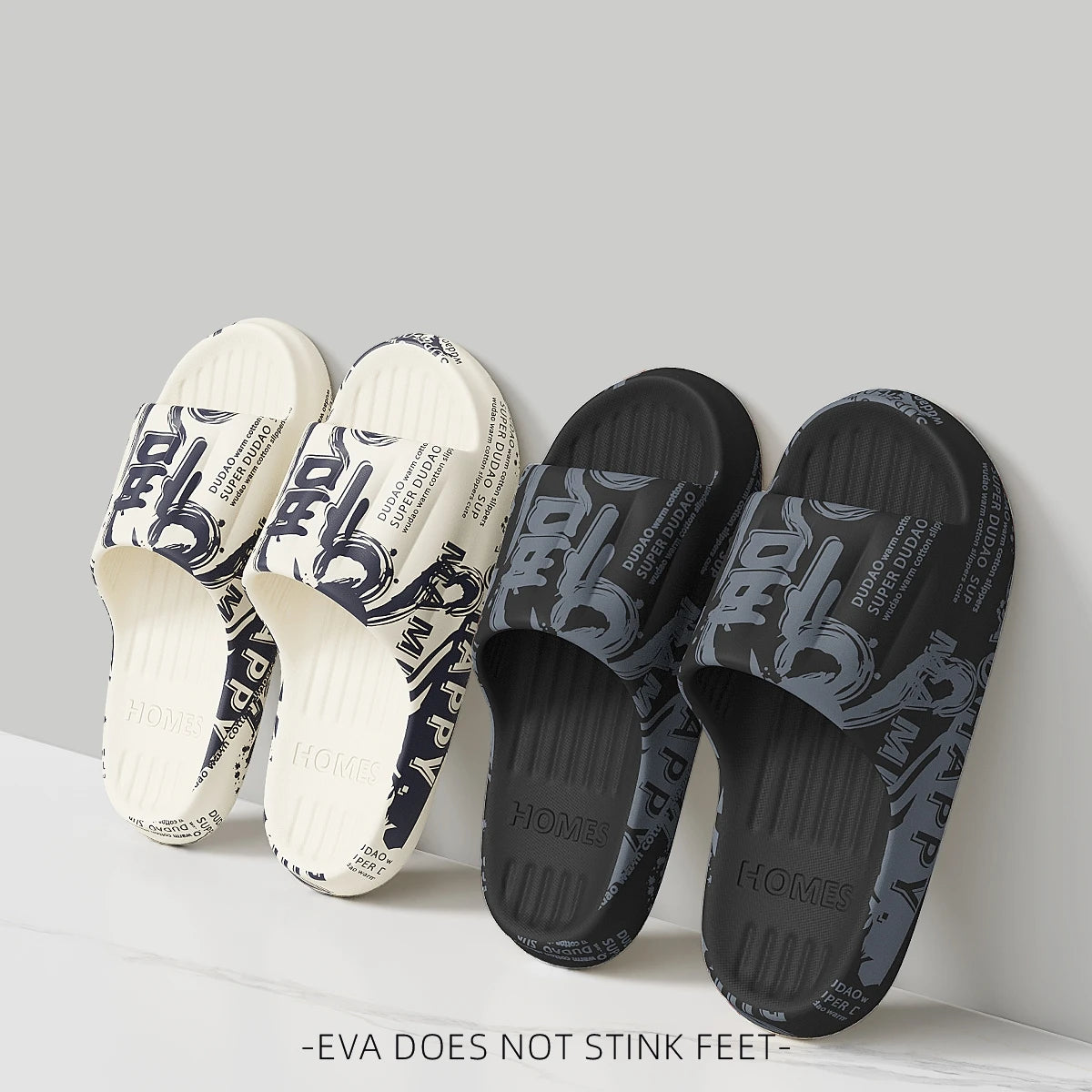 Summer Plus Size 48-49 Graffiti Bear Print Men Slippers Home Flip Flops Thick Couple Women Beach Shoes Sandals GlowCart