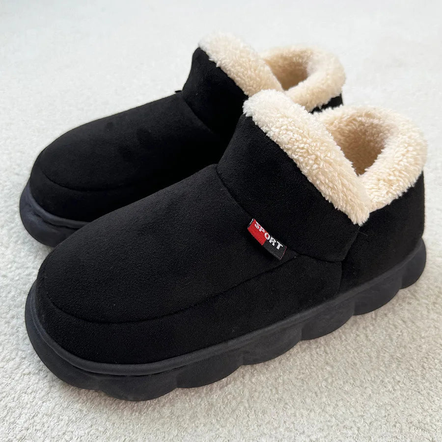 Smile PoP Winter Plush Men Cotton Shoes Warm Plush Men House Slippers Outdoor Soft Non Slip Women's Shoes Casual Furry Men Shoes GlowCart