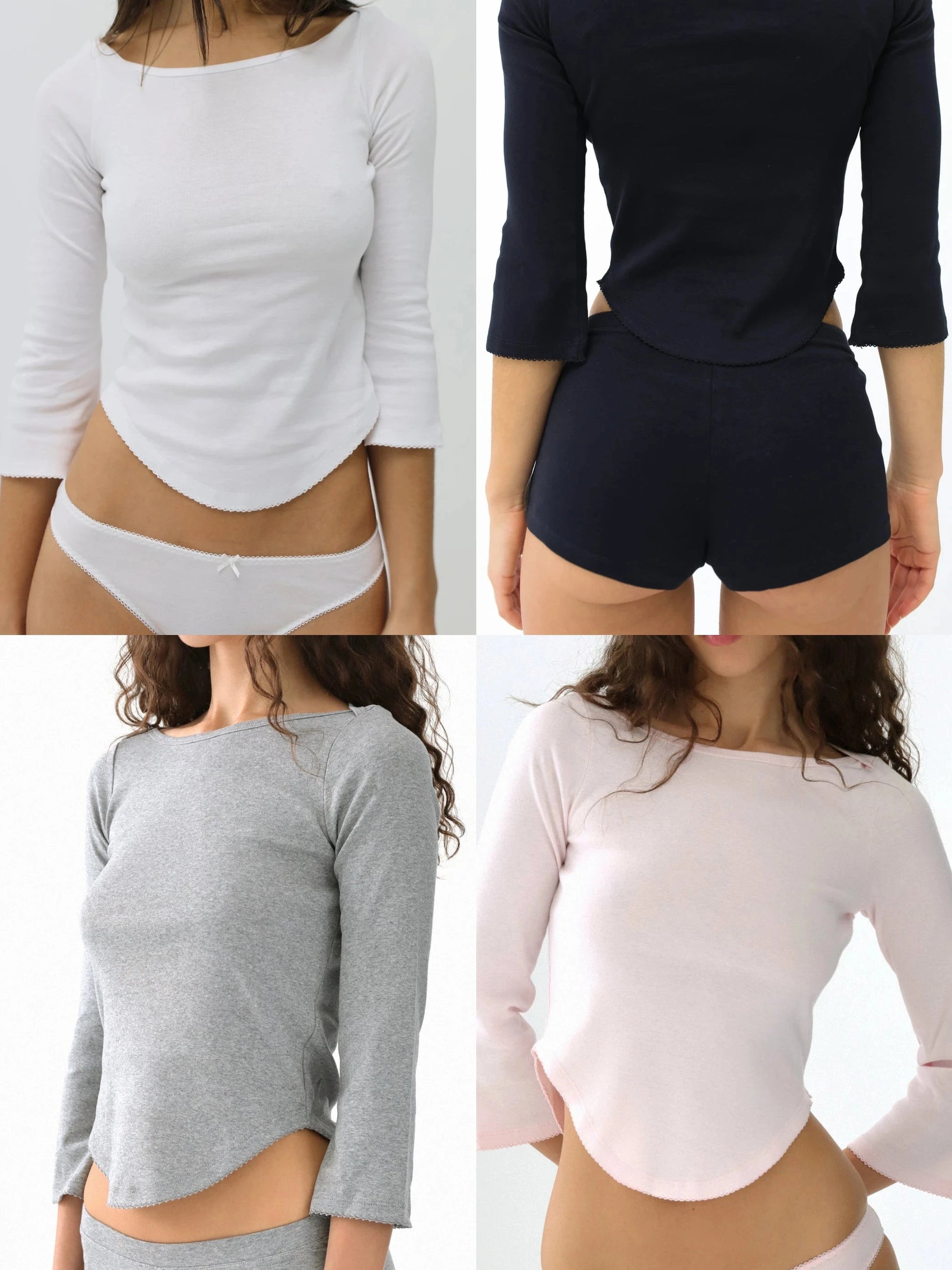 Cou Autumn Three-Quarter Sleeve Pink Round Neck Long-Sleeve GlowCart