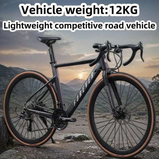 2024 new ultra-light and ultra-fast road bicycle aluminum alloy curved handlebar for men and women adult riding dual disc brake GlowCart