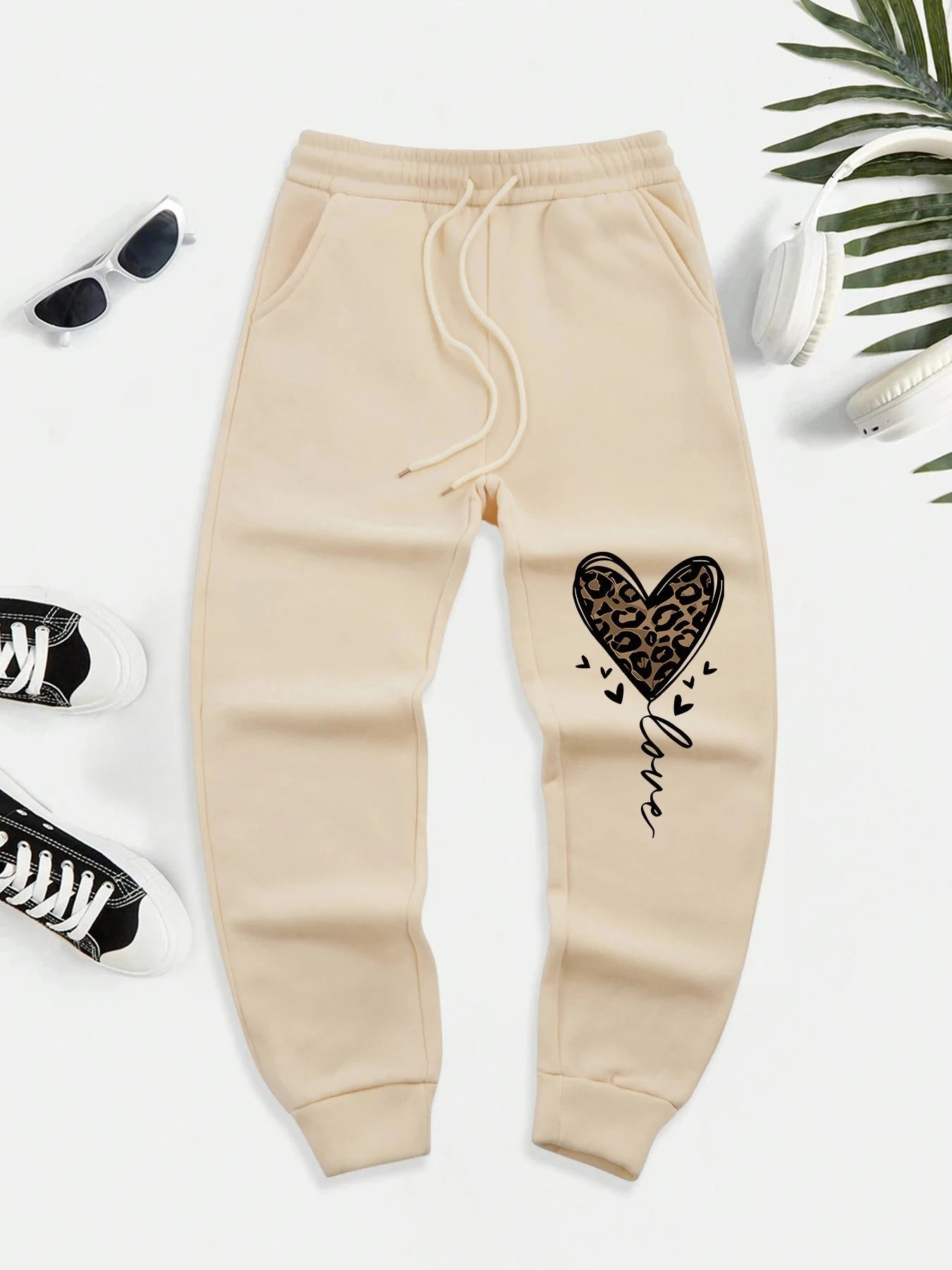 Love Leopard Print Heart Pattern Men'S Casual Basic GlowCart