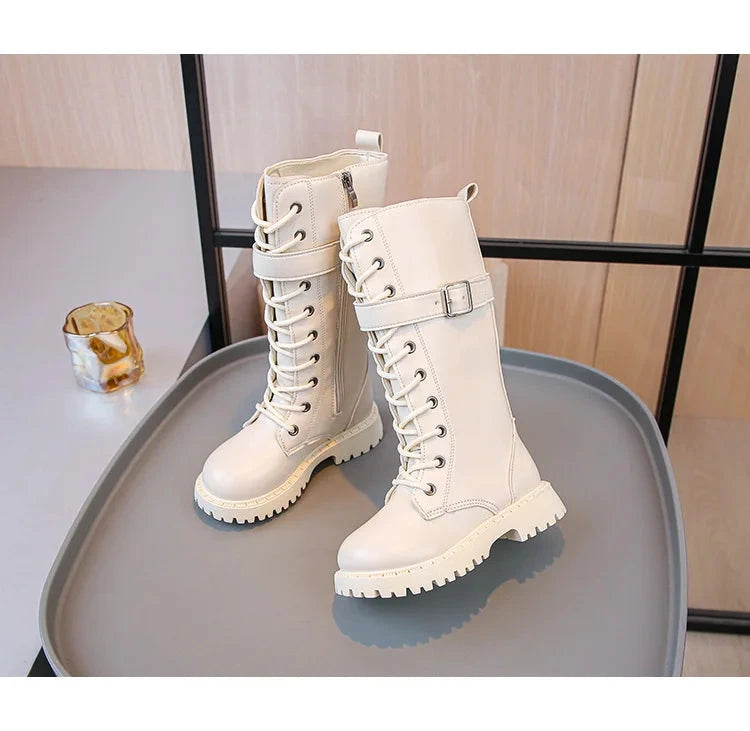 Girls Long Boots New Fashion Design Thin Fleece Lining Fashion Kids Winter Footwear Non-slip Childrens Causal Shoes Size 27-37 GlowCart