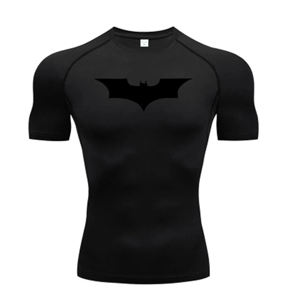 Bat Printed Men's Tight T-Shirt Running Compression GlowCart