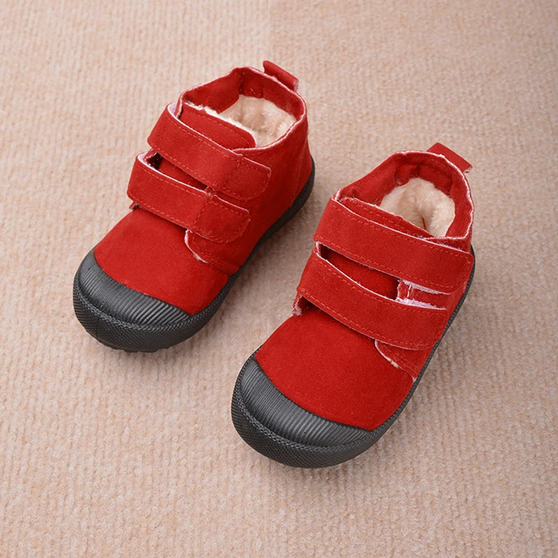 New Trendy Kids Outdoor Warm Short Shoes Winter Plush Suede Ankle Boots Children Comfortable Snow Sneakers EY8259 GlowCart