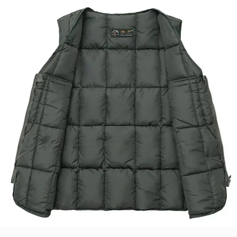 Classic Multi-Pocket Men's Padded Vest Winter Warm GlowCart