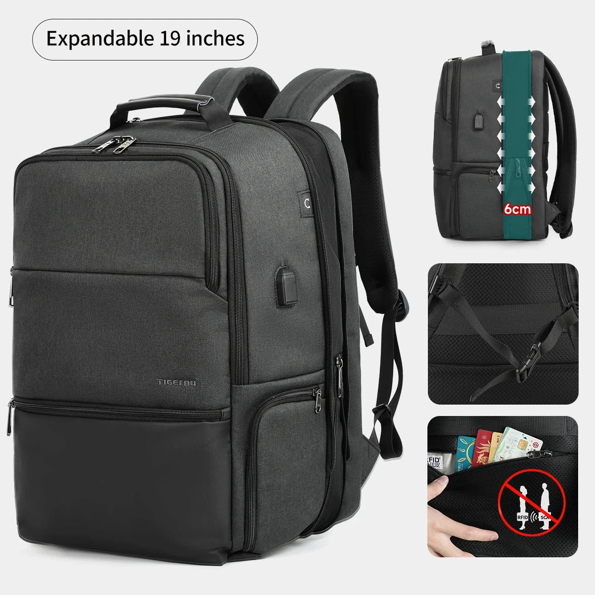 Tigernu Travel Backpacks For Men 15.6 17 19'' Laptop GlowCart