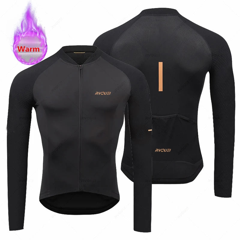 Rvouei New Winter Cycling Clothes Set Man Thermal Fleece Jersey Suit Sport Riding Bike MTB Clothing Bib Pants Sets Ropa Ciclismo GlowCart