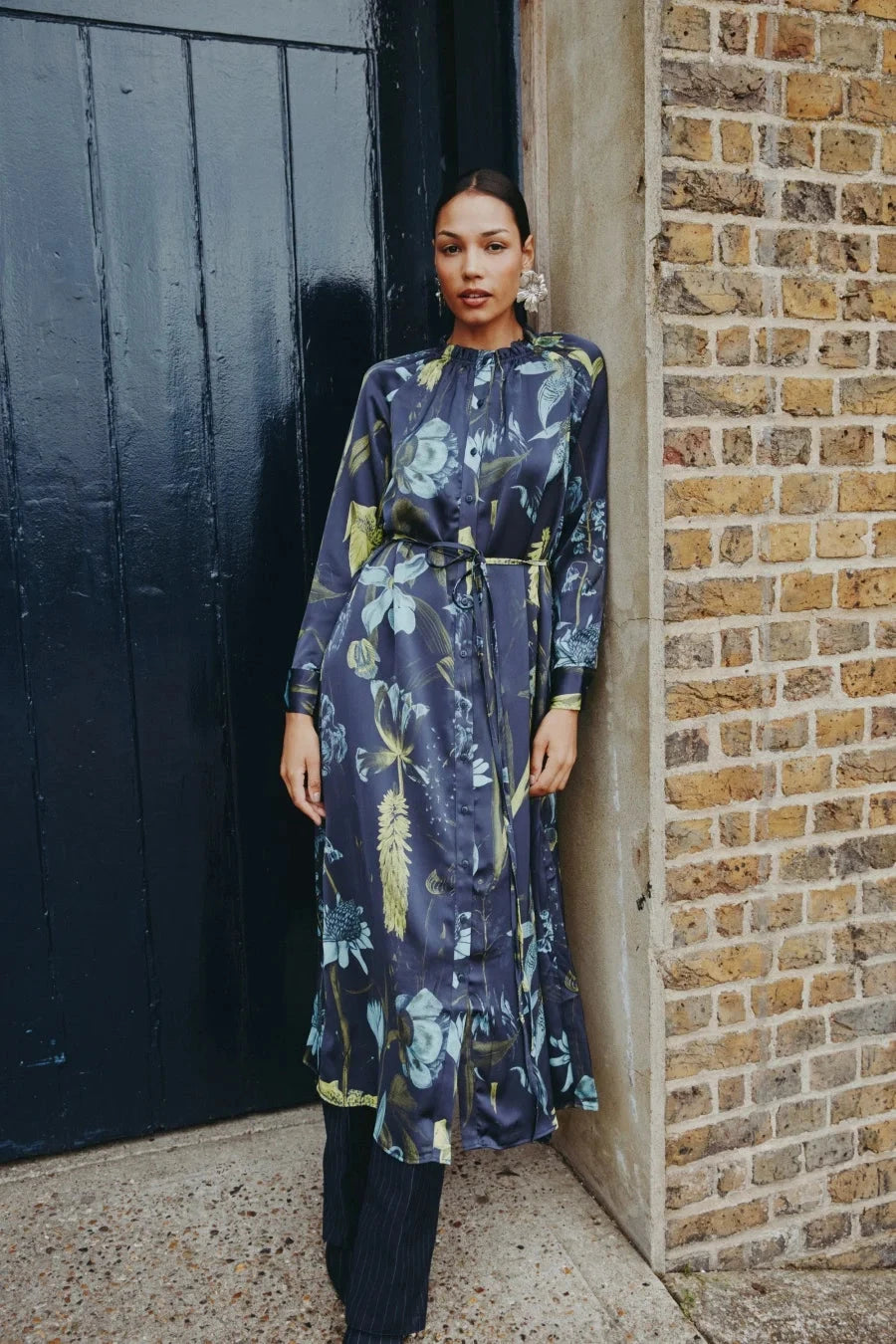 AS AW25 satin dress elegance lady ruffled neck woman clothes GlowCart