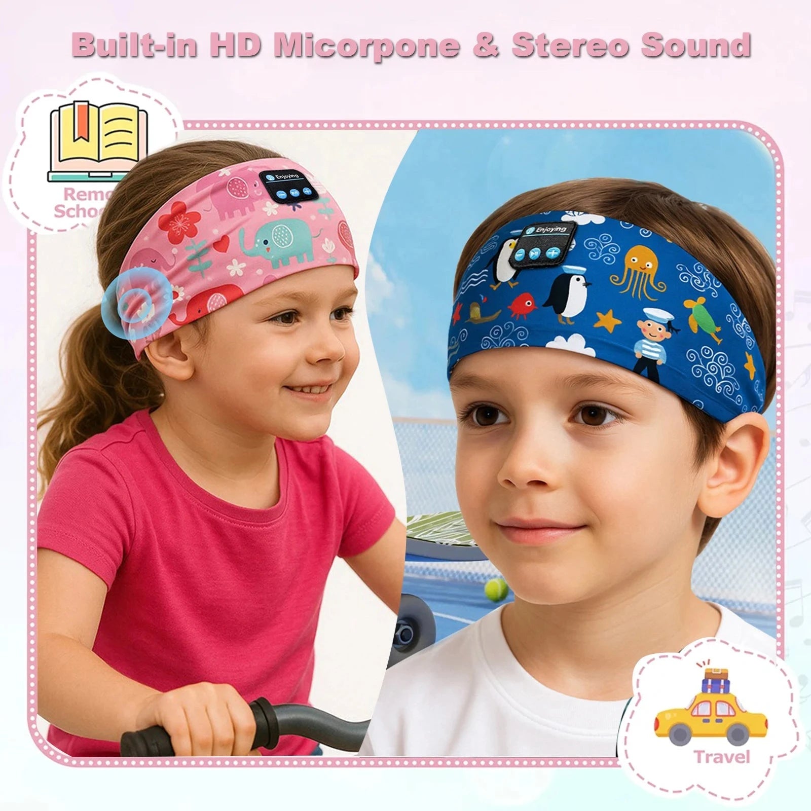 Kids Bluetooth Headphone Music Sport Headband Sleep Mask GlowCart